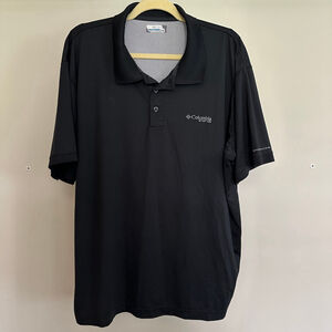 Columbia Mens Polo Shirt XL Black PFG Performance Fish Shirt OmniShade